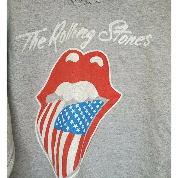 Gildan Heavy Blend Medium The Rolling Stones Lip U.S.A Graphic Distressed Collar - Picture 2 of 12